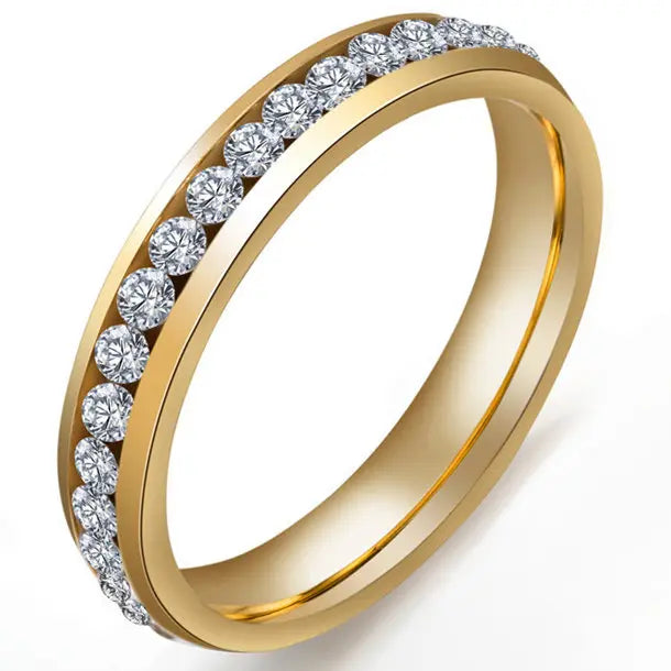 Square Zircon Stainless Steel Couple Ring – Romantic Engagement Wedding Ring for Women & Men