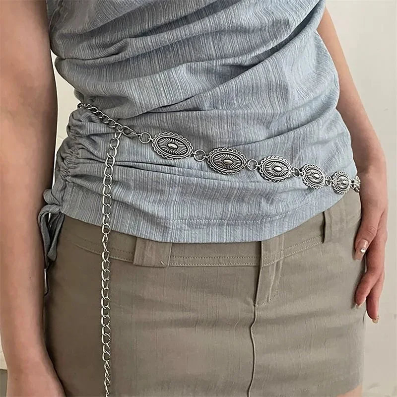 Retro Bohemian Metal Waist Chain Belt – Ethnic Style Sweater Body Decor Accessory for Women