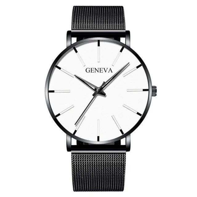 Minimalist Men's Ultra-Thin Mesh Belt Quartz Watch