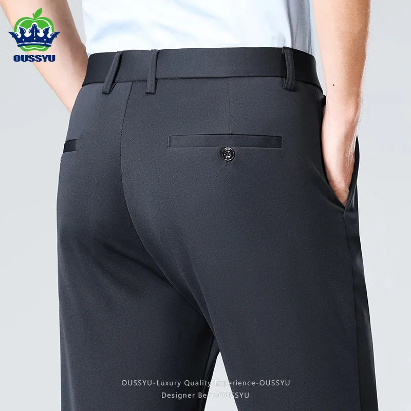 Men’s Slim Straight Stretch Suit Dress Pants – Business Formal Office Trousers