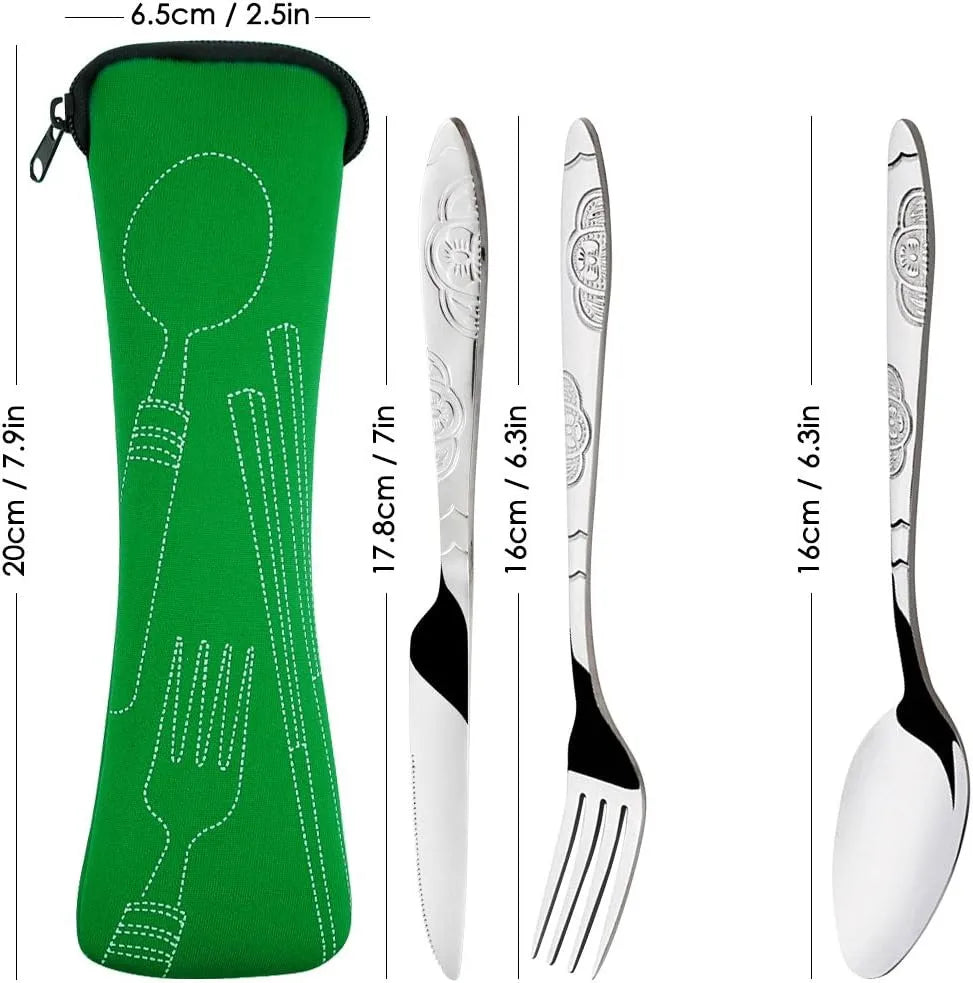 Portable Picnic Cutlery Set with Zipper Case | Travel Utensils Kit
