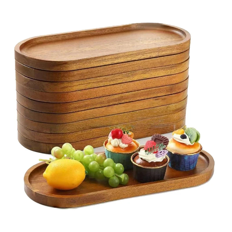 Solid Wood Serving Tray | Japanese-Style Round & Rectangle Snack Board