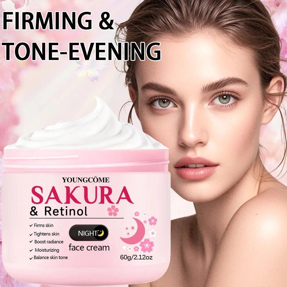 4-Piece Pink Peptide & Sakura Day Night Skincare Set – Vitamin C + Retinol Cream