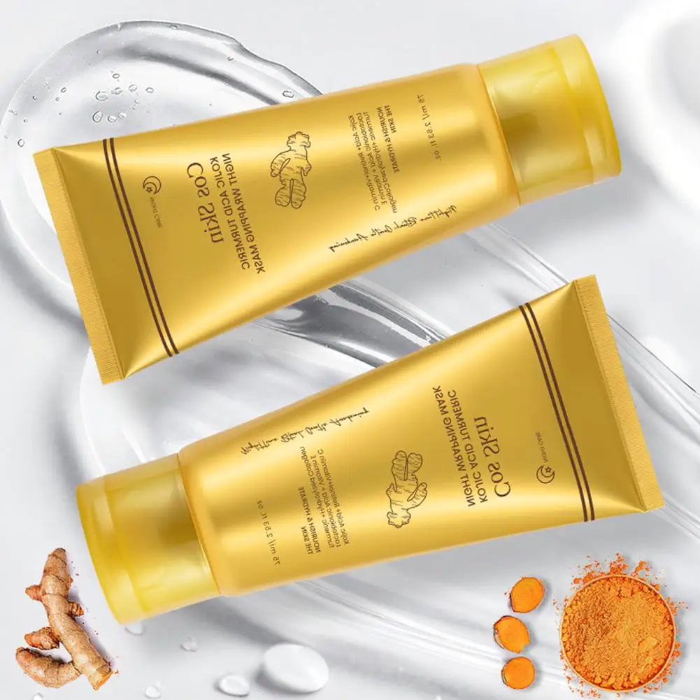 Kojic Acid Turmeric Overnight Peel Off Mask Kit – Collagen Glowing Skin Firming Skincare