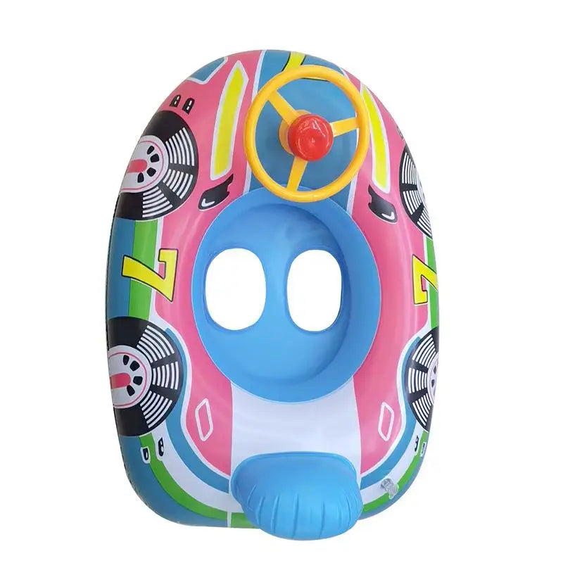 Baby Car Pool Float – Inflatable Infant Swimming Ring with Canopy & Safety Seat