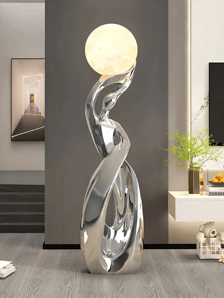 Nordic Luminous Floor Sculpture | Abstract Art Statue for Living Room
