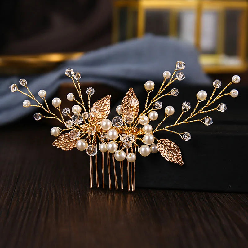 Wedding Crystal Flower Hair Clips & Pearl Barrette Combs – Bridal Headdress Hair Decor for Women