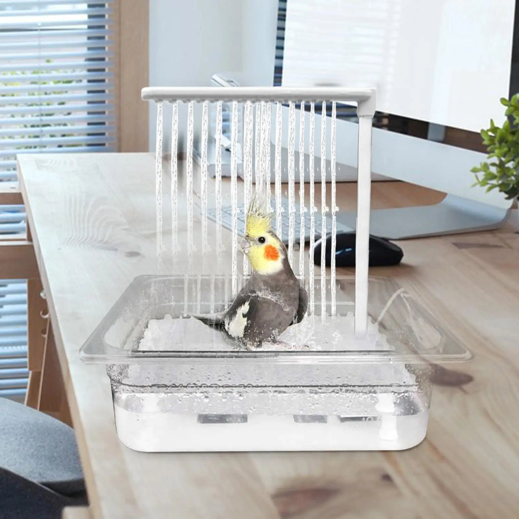 Parrot Automatic Bird Bath Fountain with Pump – USB Running Water Cage Bathing Set for Birds
