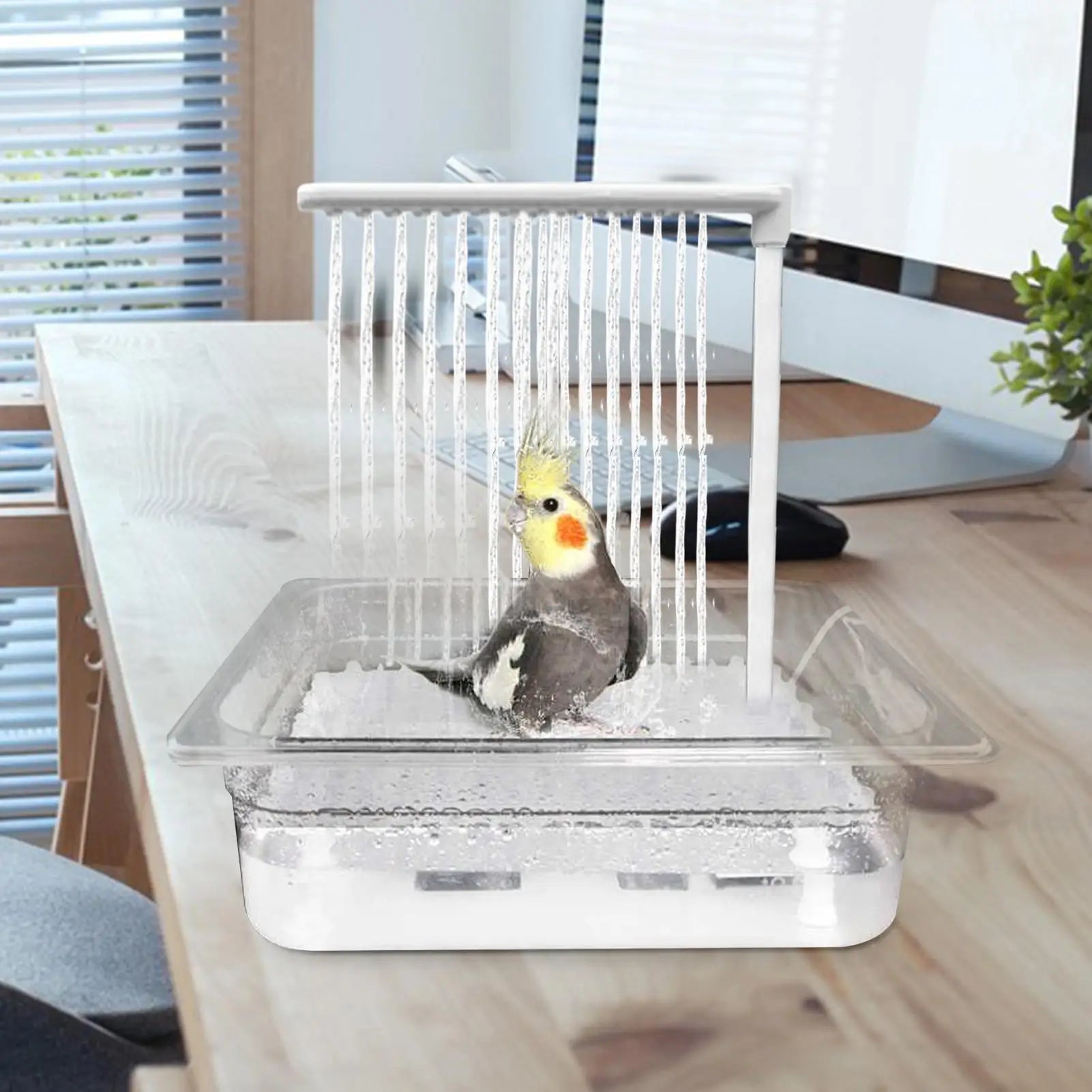 Parrot Automatic Bird Bath Fountain with Pump – USB Running Water Cage Bathing Set for Birds