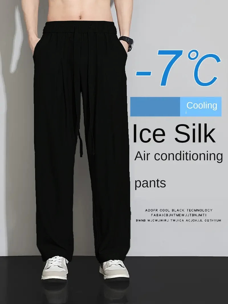 Men’s Ice Silk Wide Leg Pants – Lightweight Breathable Quick-Dry Long Trousers