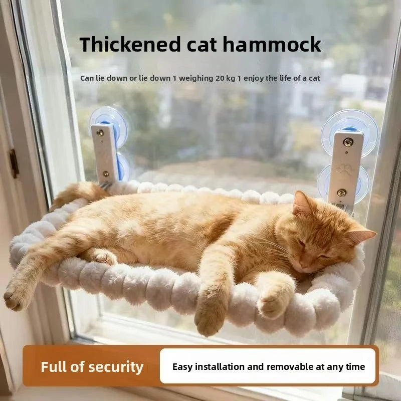 Large Wide Cat Window Hammock Bed – Suction Cup Hanging Perch for Indoor Sunbathing & Balcony