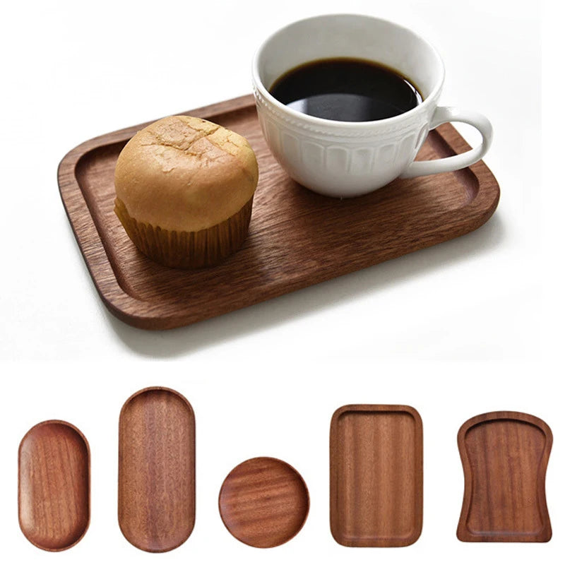 Large Solid Walnut Wood Dinner Plate & Serving Tray – Cake Bread Coffee Tea Wooden Platter