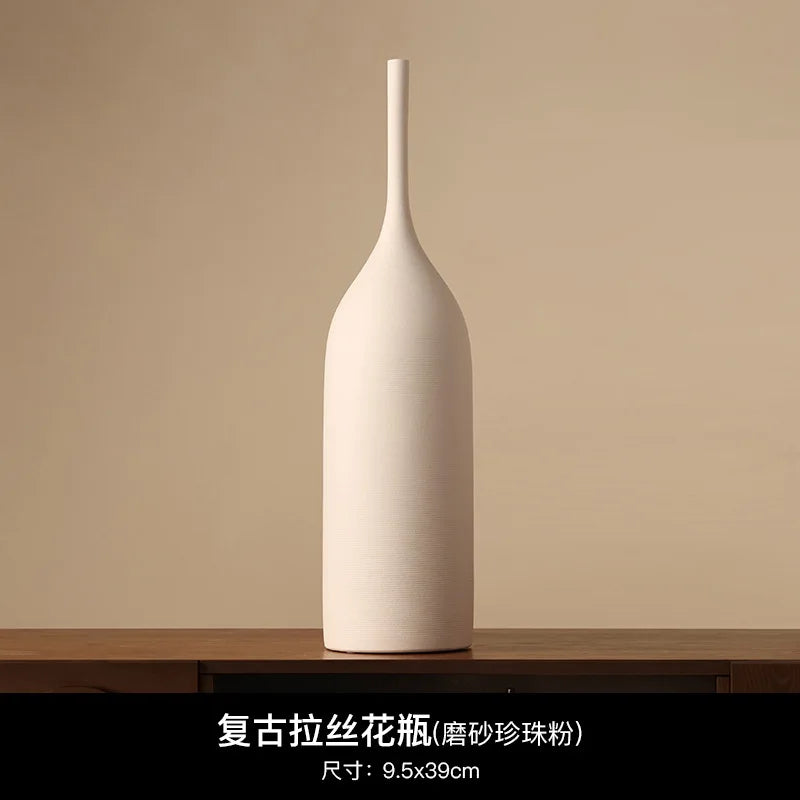 Handmade Ceramic Vase | Wabi-Sabi Morandi Style for Living Room & Home Decor