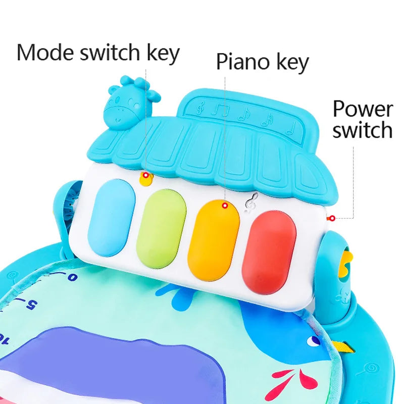 Baby Gym Activity Mat with Kick & Play Piano – Musical Floor Mat for Infants 0-36 Months