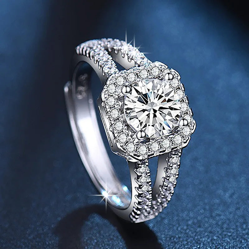 925 Sterling Silver Four Claw Diamond Ring – Simple Imitation Diamond Women's Ring