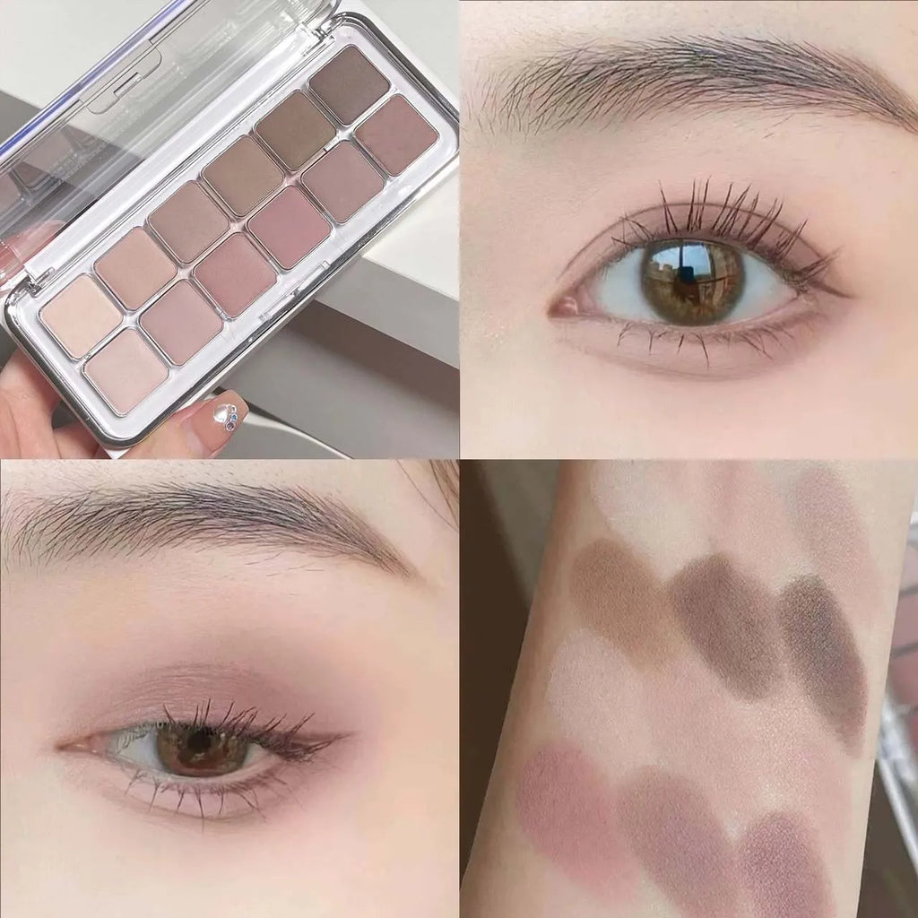 12-Color Soft Matte Eyeshadow Palette – High Pigment Grey Pink Brown Eye Shadow