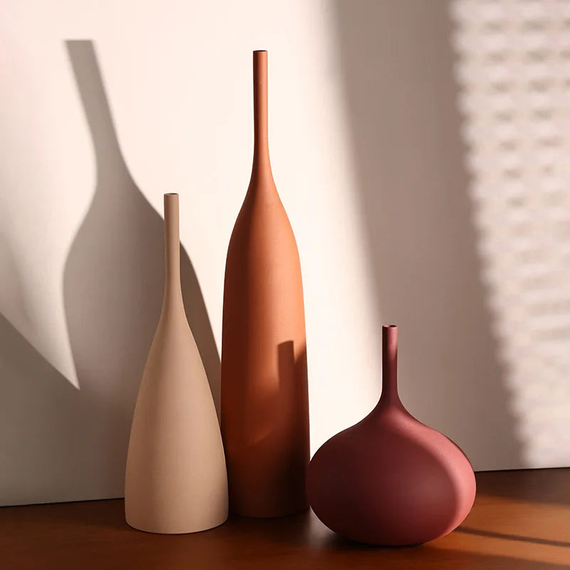 Handmade Ceramic Vase | Wabi-Sabi Morandi Style for Living Room & Home Decor
