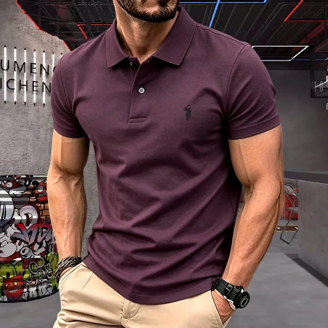Men’s 100% Cotton Luxury Pony Embroidery Polo Shirt – Summer Golf Casual T-Shirt