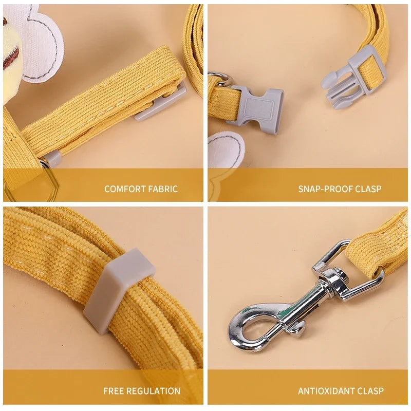 Cartoon Bee Cat Harness & Leash Set – Adjustable Double Layer for Small & Medium Pets