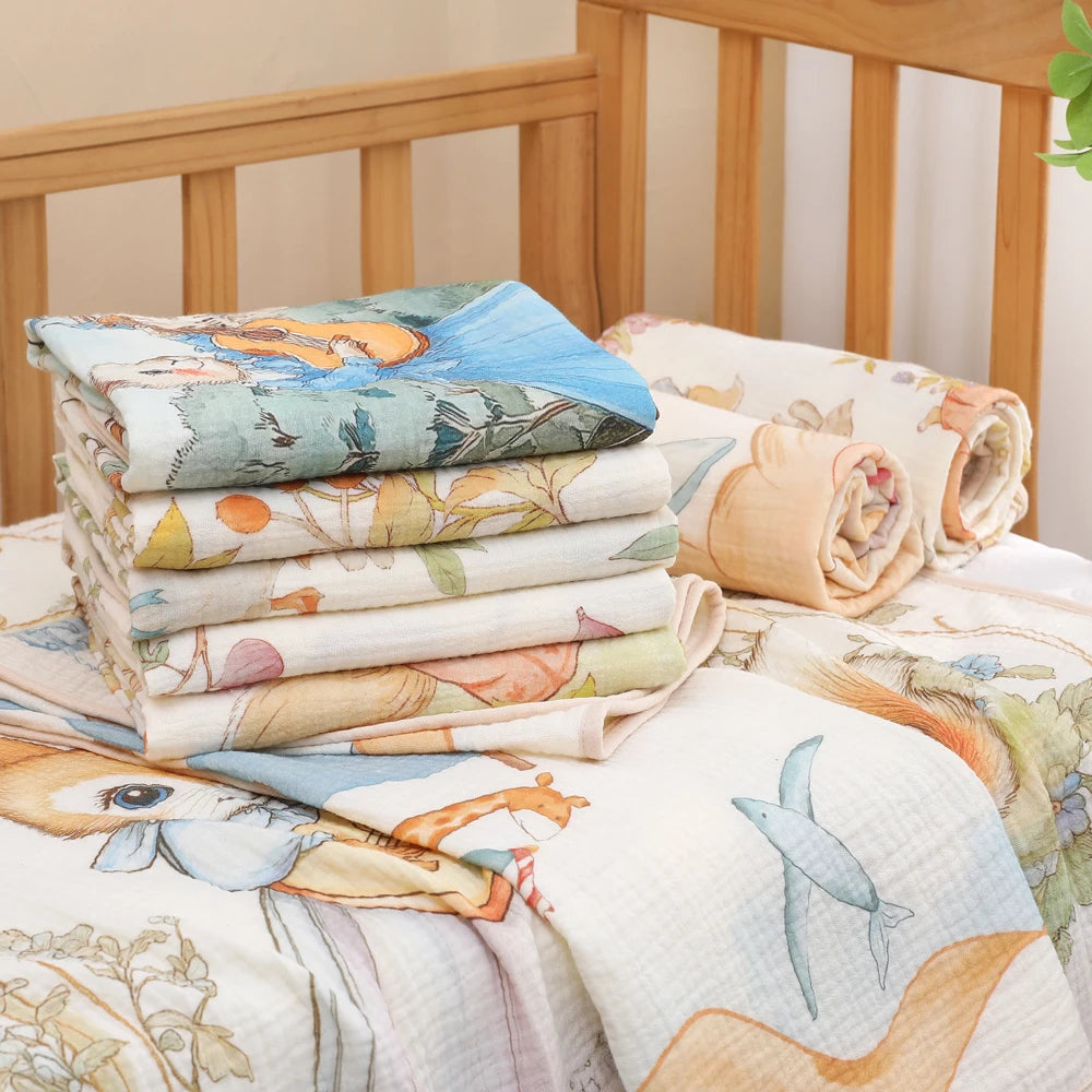Newborn Baby Bath Towel – Soft Pure Cotton Gauze Blanket for Infants
