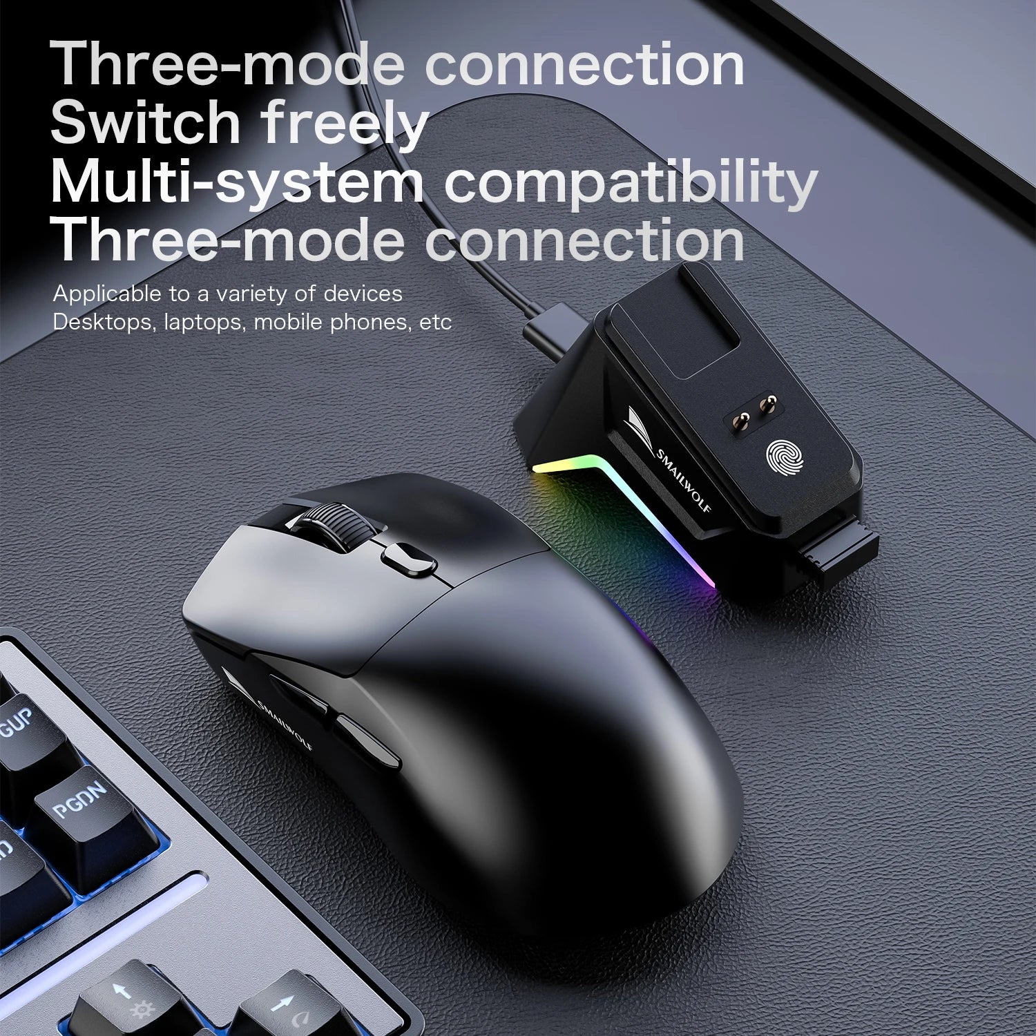 SMAILWOLF M3 PRO Wireless Gaming Mouse – Tri-Mode Bluetooth & USB Lightweight FPS Mouse