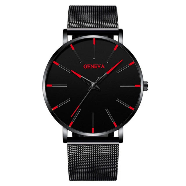 Minimalist Men's Ultra-Thin Mesh Belt Quartz Watch