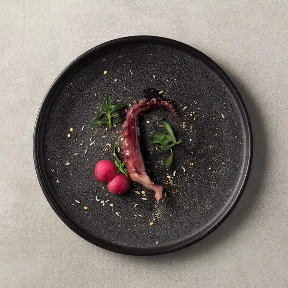Ceramic Steak Flat Plate – Durable Multi-Function Western Dish for Bread & Serving