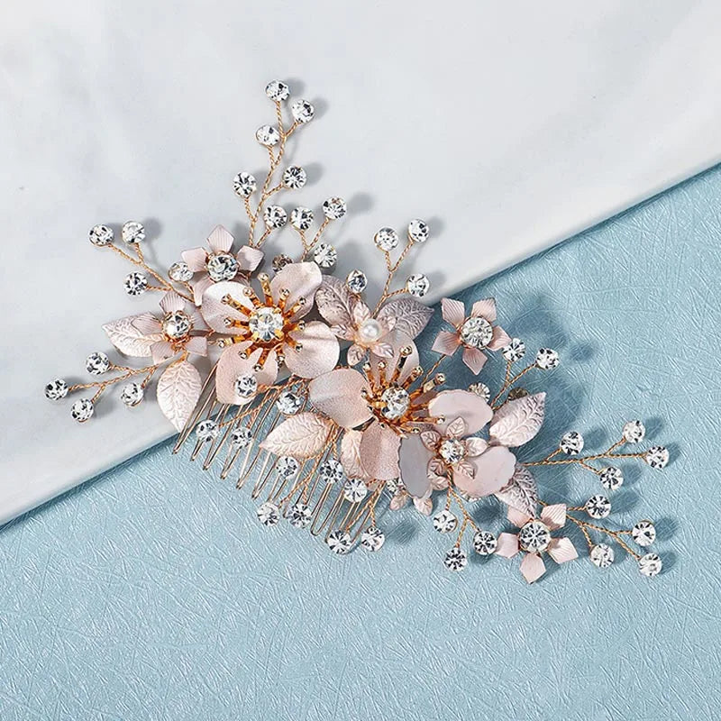 Wedding Crystal Flower Hair Clips & Pearl Barrette Combs – Bridal Headdress Hair Decor for Women