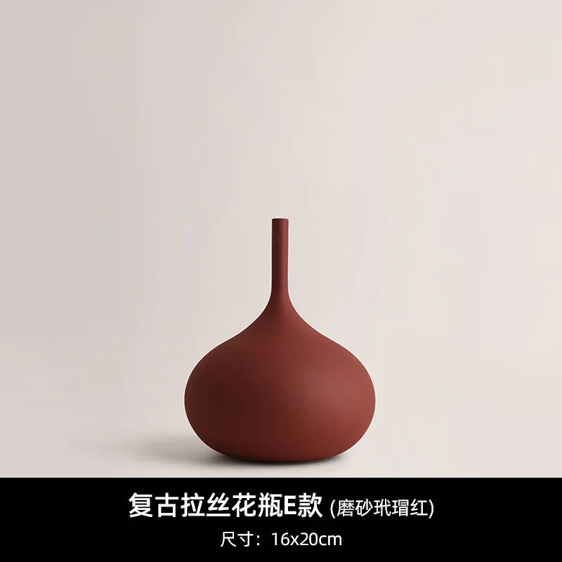 Handmade Ceramic Vase | Wabi-Sabi Morandi Style for Living Room & Home Decor
