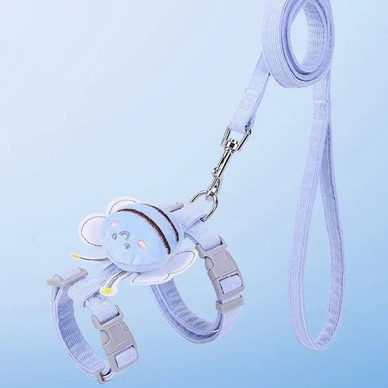Cartoon Bee Cat Harness & Leash Set – Adjustable Double Layer for Small & Medium Pets