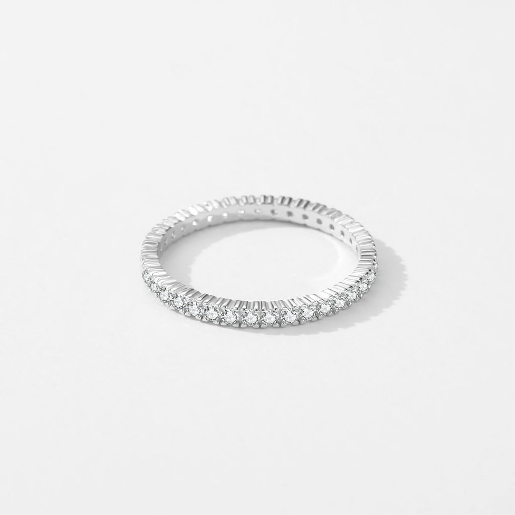 MODIAN 925 Sterling Silver Sparkling Zircon Wedding Ring – Engagement Promise Band for Women