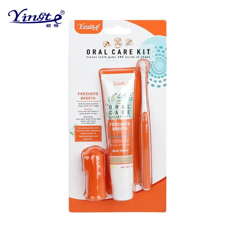 Pet Dental Care Kit – Dog & Cat Toothbrush & Toothpaste Set for Plaque & Tartar