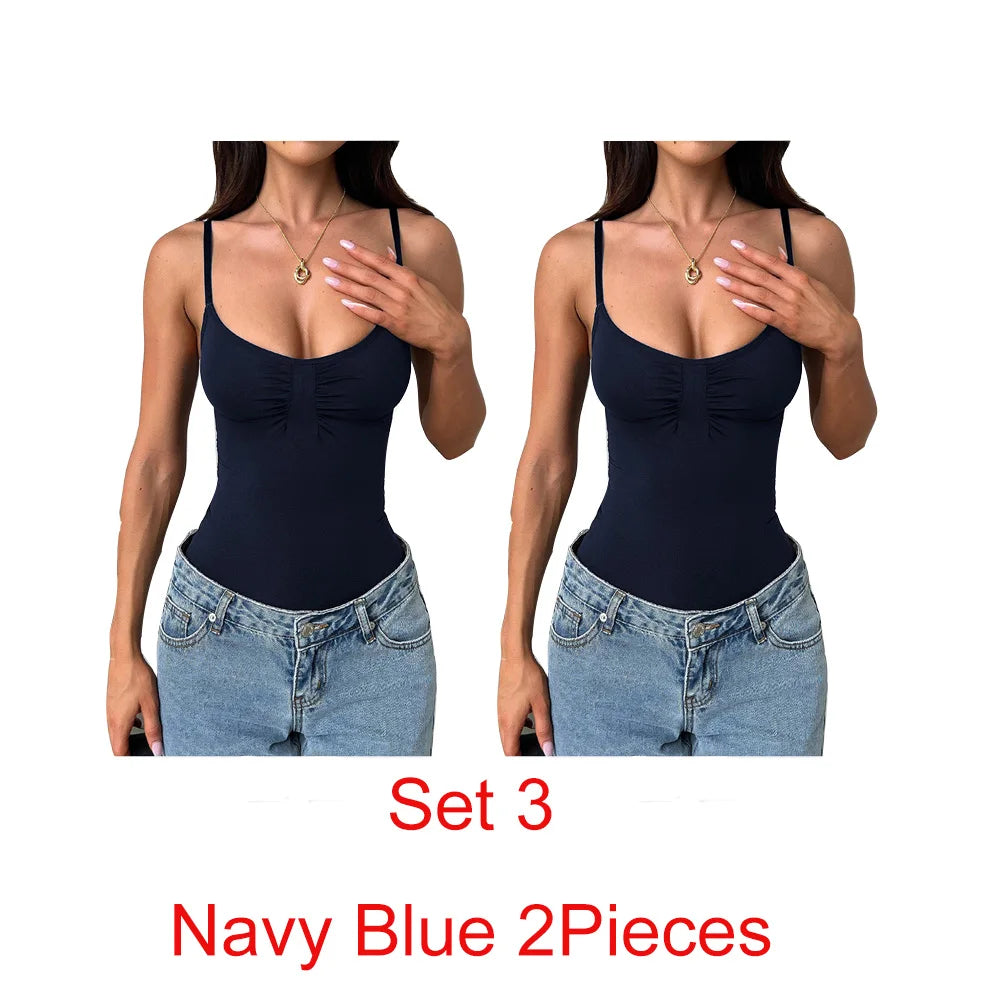 Strapless Skinny Slim Bodysuit Tank Top – Women’s Solid Color Summer Top