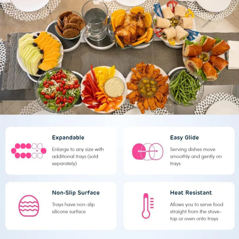 360° Rotating Lazy Susan Turntable Tray – Heat Resistant Portable Food Organizer for Dining Table