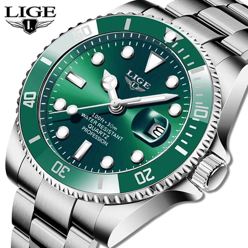 LIGE Men's 30ATM Waterproof Sport Diver Watch