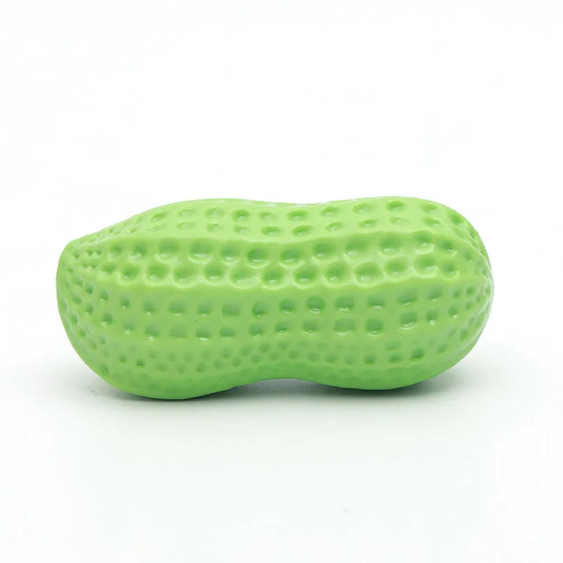Peanut Squeaky Dog Chew Toy – Rubber Teeth Cleaning Interactive Pet Toy