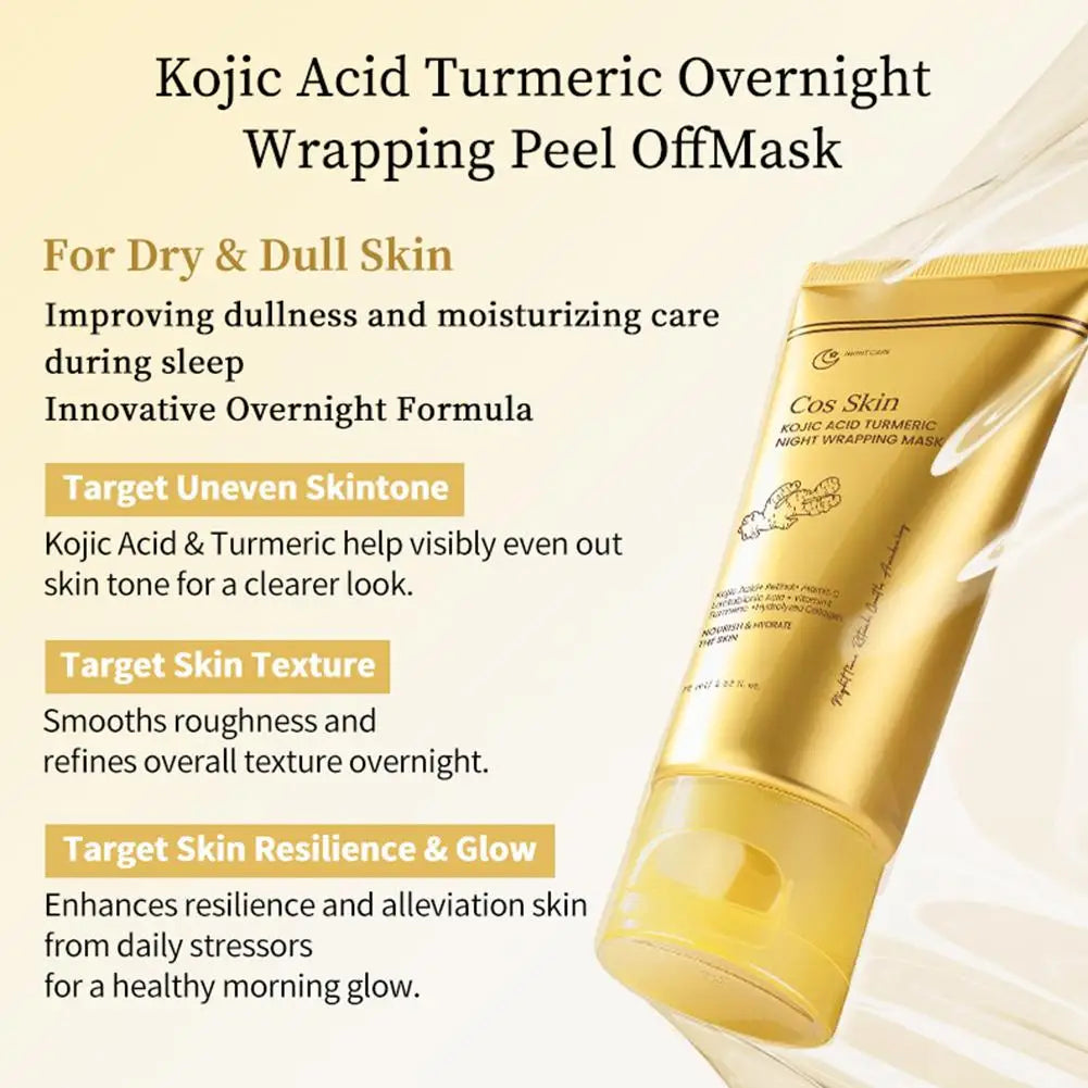 Kojic Acid Turmeric Overnight Peel Off Mask Kit – Collagen Glowing Skin Firming Skincare