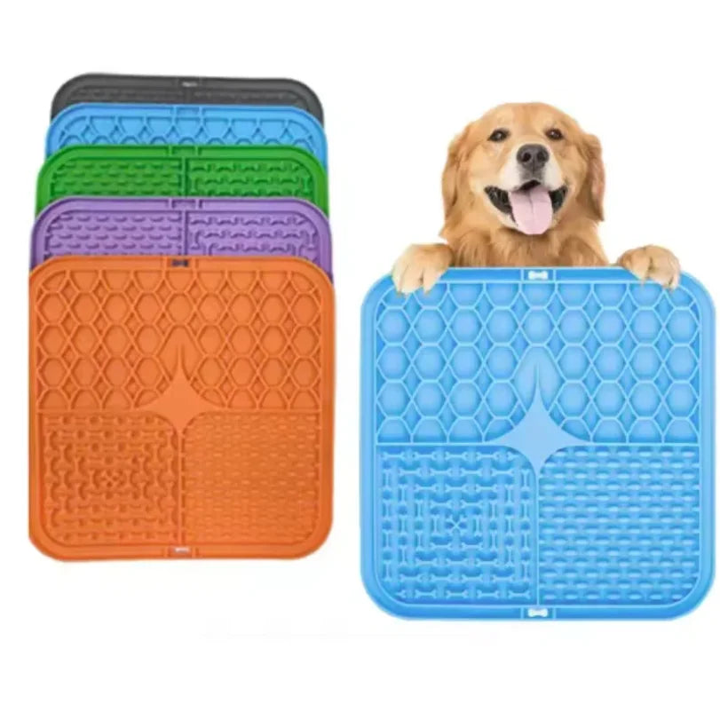 Silicone Dog Lick Mat Slow Feeder – Bath Distraction Suction Plate for Dog Training