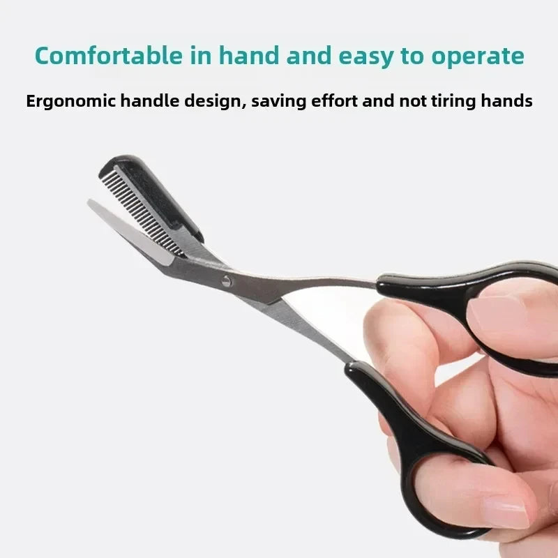 Eyebrow Trimmer Scissors with Comb | Stainless Steel Grooming Kit