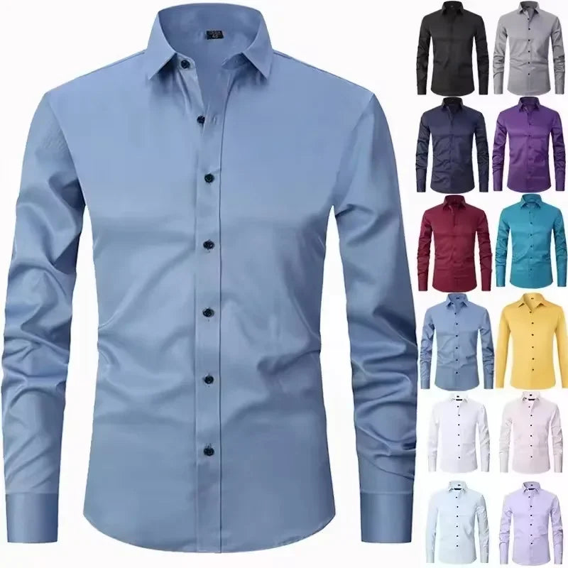 Men’s Slim Fit Long Sleeve Business Dress Shirt – Formal Casual Elegant Blouse