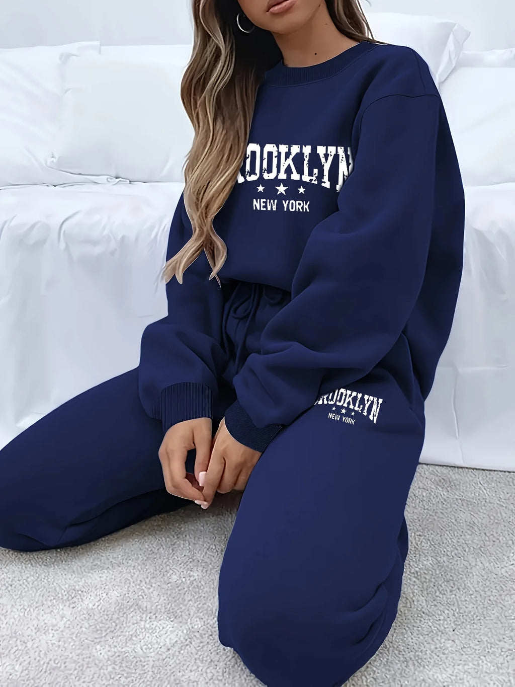 Plush Hoodie & Sweatpants Two Piece Set – Women’s Hip Hop Street Tracksuit