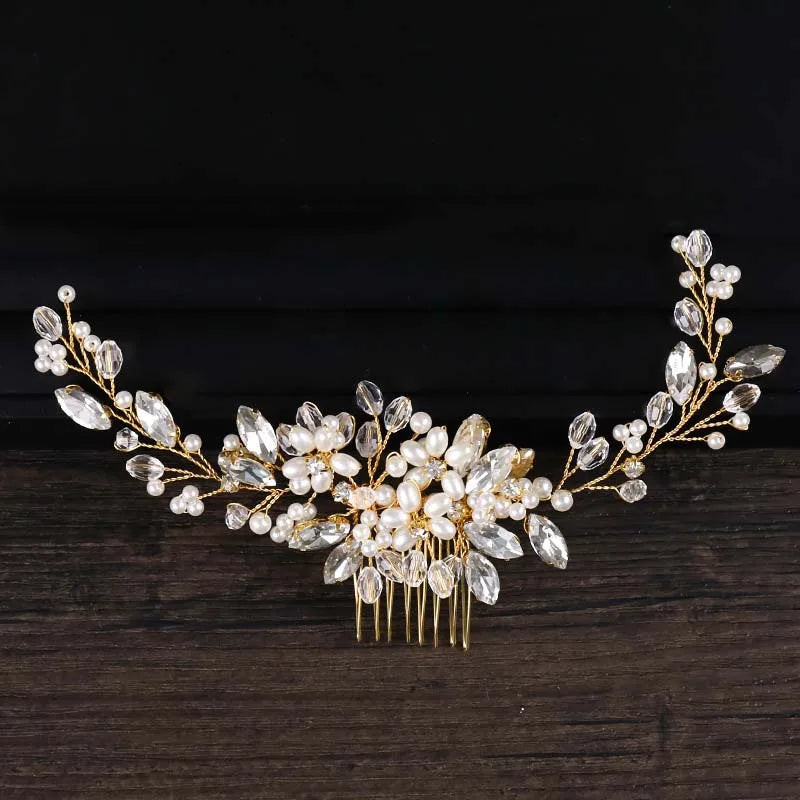 Wedding Crystal Flower Hair Clips & Pearl Barrette Combs – Bridal Headdress Hair Decor for Women