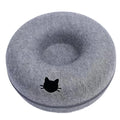 Round Cat Tunnel Nest – Felt Kitten Bed House with Scratcher & Donut Sleeping Toy