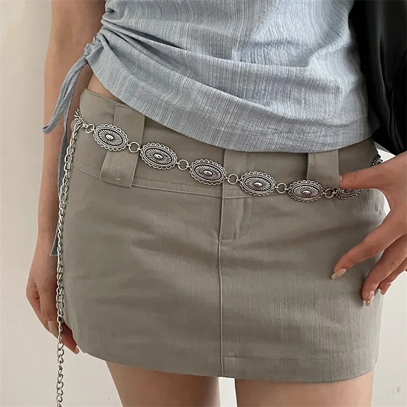 Retro Bohemian Metal Waist Chain Belt – Ethnic Style Sweater Body Decor Accessory for Women