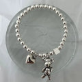 Stainless Steel Beaded Bear Pendant Bracelet for Women – Vintage Cute Party Jewelry