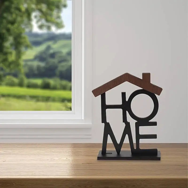 Wooden House-Shaped Ornament | Desktop & Shelf Decor for Living Room & Coffee Table