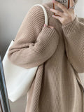 Turtleneck Zipper Oversized Knit Sweater – Women’s Warm Autumn Pullover