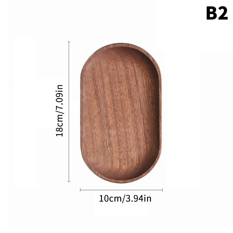 Large Solid Walnut Wood Dinner Plate & Serving Tray – Cake Bread Coffee Tea Wooden Platter