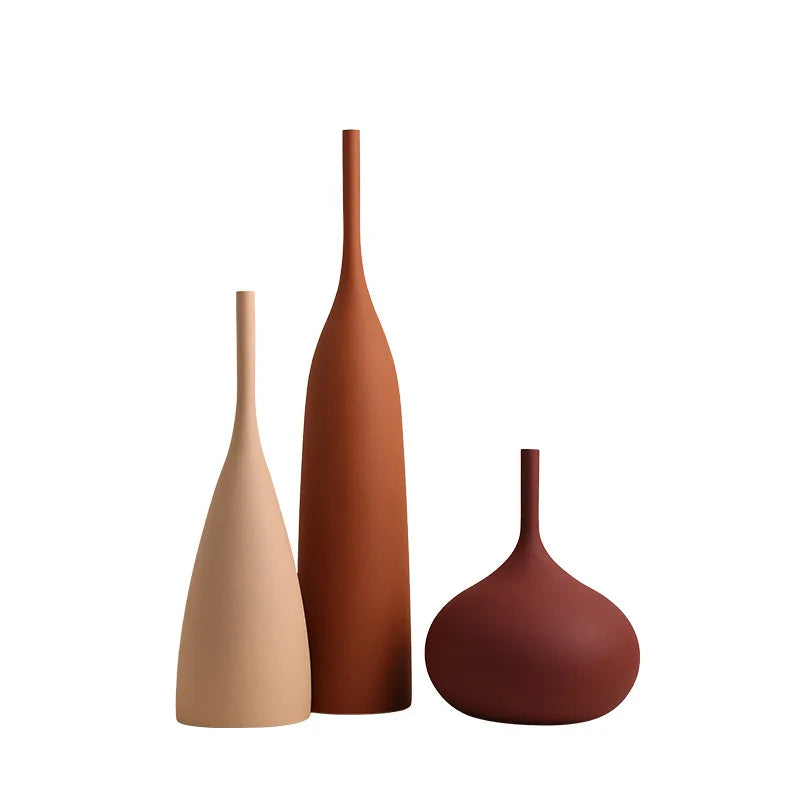 Handmade Ceramic Vase | Wabi-Sabi Morandi Style for Living Room & Home Decor