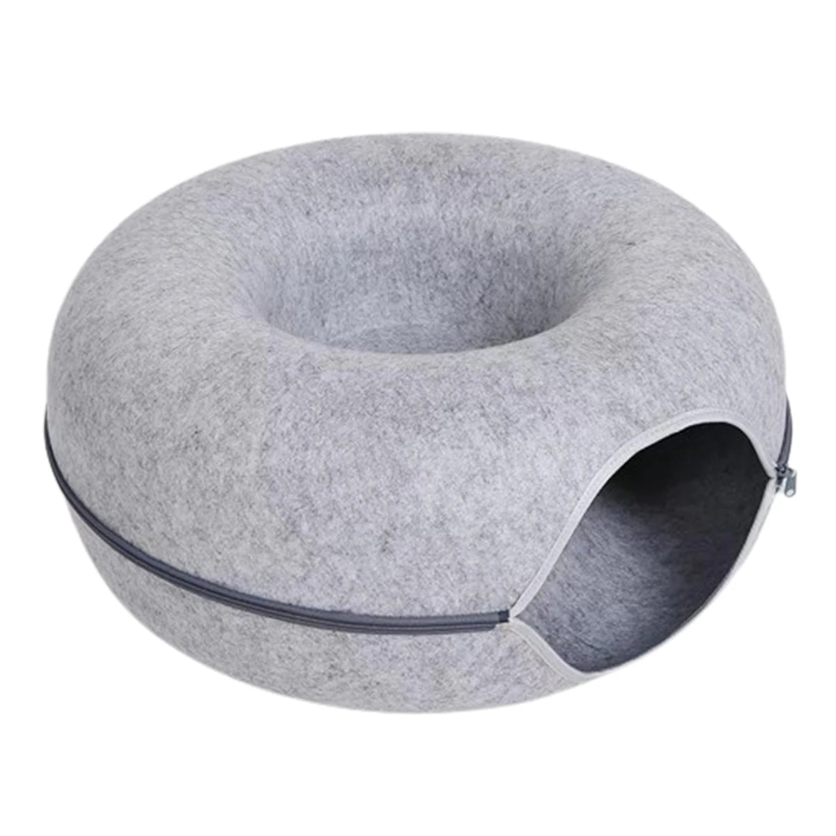Round Cat Tunnel Nest – Felt Kitten Bed House with Scratcher & Donut Sleeping Toy